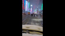 Heavy snow blankets Time Square in New York