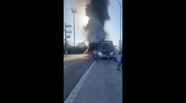 Sao Paulo plane crash fireball and smoke seen on street