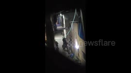 Israeli forces arrest a Palestinian youth from the Beirut neighborhood during their ongoing in Al-Far’a refugee camp