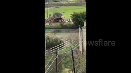 An Israeli army bulldozer in Jenin