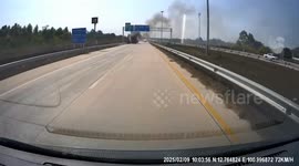 Terrified tourists flee as fire rips through bus