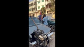 Hilarious modified car takes to roads in Cambodia