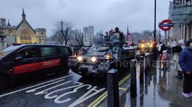 Farmers and their tractors at a protest in Westminster against proposed inheritance tax changes, 10 February 2025