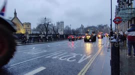 Farmers and their tractors at a protest in Westminster against proposed inheritance tax changes, 10 February 2025
