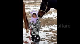 Girl, 4, shares unbreakable bond with her playful pet pony who likes to steal her hat
