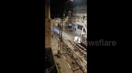 Israeli bulldozers destroying infrastructure in Schools Street in Jenin