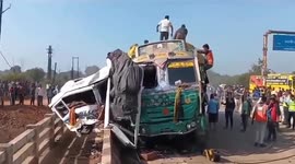 Truck and bus crash on highway in India killing at least seven passengers
