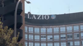 Demonstrators protest under the Lazio Region building during the demonstration organized by the associations of the regional mental health network in front of the headquarters of the Lazio Region in Rome.
