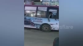 Bull rampages through BUS in India