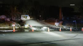 US, Los Angeles: Pacific Palisades Sinkhole Caused by Large Water Main Break in Wildfire Burn Area