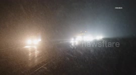 US, Los Angeles: Tejon Pass Snow Begins To Stick
