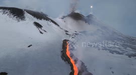 Jaw-dropping scenes show eruption and lava flow from Mount Etna