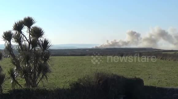 Smoke billows from fire raging near Cornwall's Port Isaac