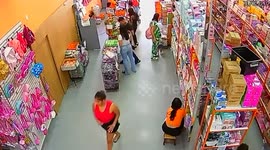 Mobile phone suddenly explodes in woman's back pocket in supermarket