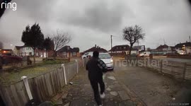 Car crashes into house after delivery driver forgets to put handbrake on