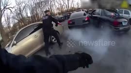 US: Stolen Car Suspects Ram Police Cruiser Before Crashing Into Brick Pillar