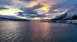 Pastel Sunset Over Norwegian Fjords – A Dreamlike Reflection of Color