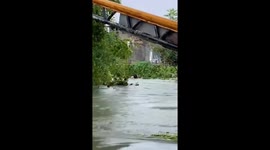 Hero locals save toddler trapped in flood in Indonesia