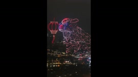 China's Haikou celebrates Lantern Festival with drone show