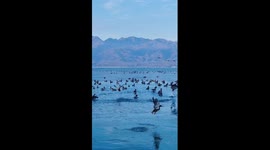 Winter scenery of Karatokay Lake in China's Xinjiang