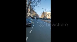 Serbia: People block road near the University of Belgrade Faculty of Law