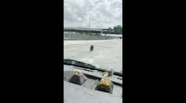 Racing a Tire on the Interstate