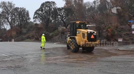 US, Los Angeles: Altadena Public Works Cleans Up Debris from Roadway at Etion Wildfire Burn Scar
