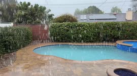 US, Los Angeles: Granada Hills Heavy Downpour Floods Streets