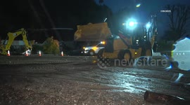 US, Los Angeles: Altadena Heavy Equipment Clears Roads from Mudslides in Eaton Fire Burn Scar Area