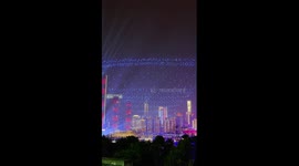 Futuristic drone show lights up night sky in Chongqing, China