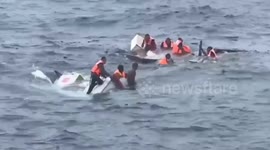 Passengers rescued from ship capsized by wave in Indonesia