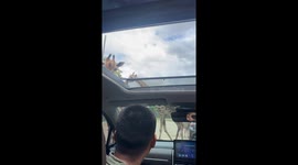 Giraffe reaches into car leaving toddler terrified at safari park