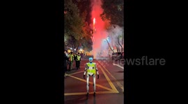 Police robot greets locals celebrating Spring festival in China