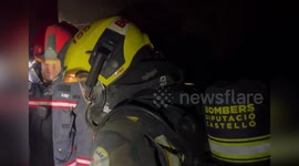 Spain: Firefighters Rescue Dog With Oxygen After Deadly Blaze in Onda