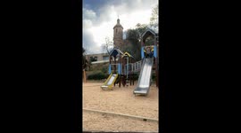 Mom Fails Following Son Down Slide