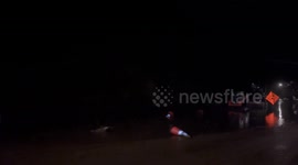 Mountain run-off from heavy rain causes floods in southern California