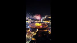 Fireworks show lights up Bagua-shaped county in China's Xinjiang