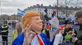 Thousands of pro-Palestine protesters march on US Embassy in response to Trump's comments