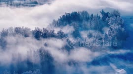 Rime ice and sea of clouds in China's Xinjiang