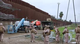US: U.S. Marines Install Concertina Wire Along Southern Border Wall for Enhanced Security