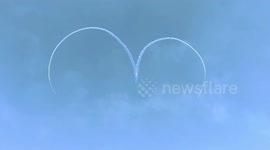 India: Surya kiran team makes heart formation in the sky at Aero India 2025