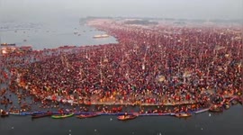 Millions of Hindu devotees converge on 'sacred' river for bathing festival