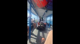 Cheeky boat captain plays Titanic song while navigating rough seas