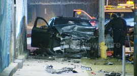 US, Los Angeles: Downtown Los Angeles Pursuit Crash
