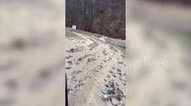 Video shows roads damaged in Kentucky after severe flooding