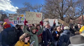 Demonstrators chant “Nobody voted for Elon Musk!” at Anti-Trump protest in New York City
