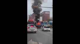 Delivery rider puts out fire on truck