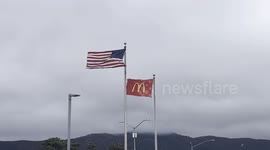 usa flag and McDonalds flag