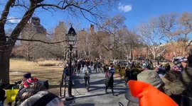 US: Anti-Trump Protesters March Through Manhattan On Presidents’ Day 3