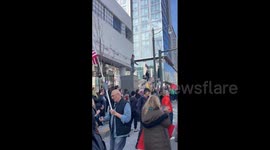 US: Demonstrators Gather Outside Tesla Store In Presidents’ Day Protest